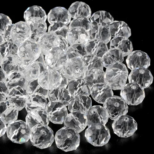 Weebee Briolette Cuentas de cristal facetadas Rondelle sueltas, cuentas espaciadoras de cristal a granel para manualidades, pulseras, collares,