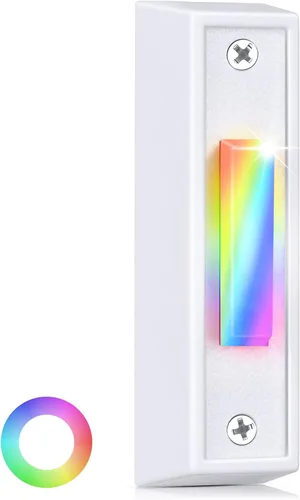 Miniatura 10 de Saillong 2 botones de timbre iluminados, botón pulsador de timbre con cable, timbre de repuesto montado en la pared de garaje con luz LED compatible