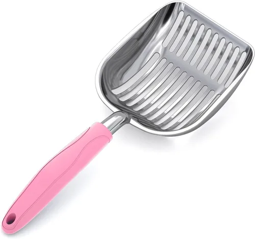 Miniatura 9 de WePet Cuchara de arena para gatos, tamiz de aleación de aluminio, pala de metal profunda, mango largo, tamizado de excrementos, levantador de heces