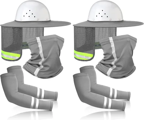 SATINIOR 8 unidades de sombrero duro de ala completa para el sol, protección solar, protección para el cuello, polaina para el cuello, bufanda Gris