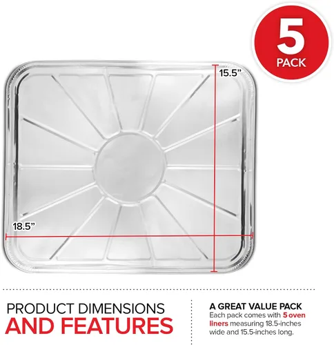 Miniatura 2 de Revestimientos desechables de aluminio para horno (paquete de 5) forros de horno de aluminio para la parte inferior del horno eléctrico y horno