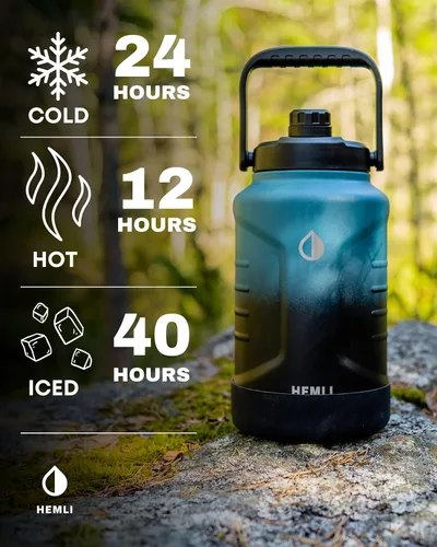 Miniatura 3 de Botella de agua de acero inoxidable aislada de un galón, jarra de 128 onzas, jarra de cerveza sellada al vacío de triple pared, con estuche