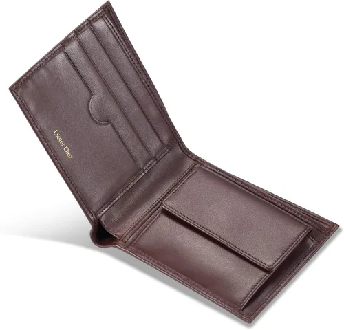 Miniatura 69 de HISCOW Billeteras plegables de cuero de grano completo para hombres, billetera minimalista delgada para hombre, regalos para papá, cumpleaños, día