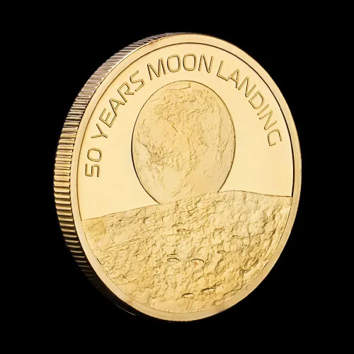 Miniatura 4 de Moneda Apolo Apolo Aniversario Humanos Primer Aterrizaje Monedas Conmemorativas Oro
