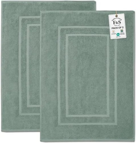 Miniatura 13 de Feather & Stitch - 2 tapetes de baño tipo toalla (30 x 21 pulgadas), tapetes de baño de rizo 100% algodón, tapetes para el suelo de la ducha