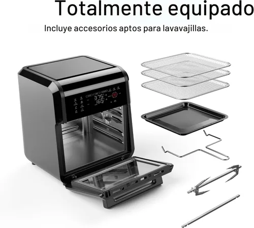 Miniatura 8 de Chefman Horno freidora de aire 5 en 1 de 12 cuartos de galón con temporizador digital, pantalla táctil y 12 ajustes preestablecidos, horno