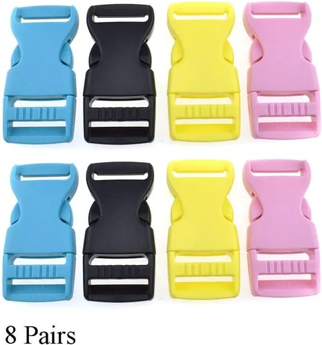Miniatura 8 de Hebilla de liberación lateral rápida plana de 1 pulgada de ancho paquete de 8 unidades de un lado ajustable, 1 pulgada Multicolor2-8p