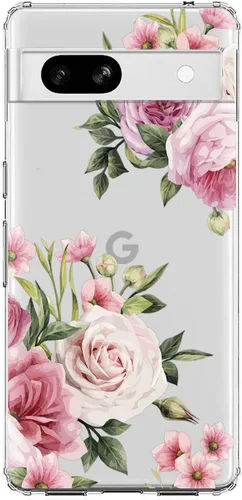 Miniatura 5 de Blingy's Funda para Google Pixel 7a, divertido diseño de calavera floral, diseño retro vintage, transparente, suave TPU (6.1 pulgadas)