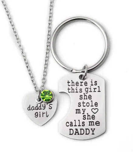 Zimoxuan - Juego de collar de cumpleaños para niña con texto en inglés "Daddys Girl", con texto "There is This Girl she she Stole My Heart She Calls