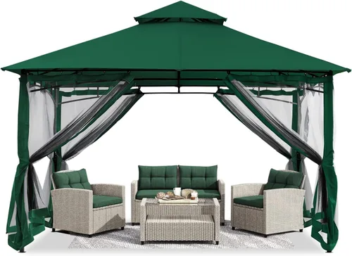 Miniatura 10 de ABCCANOPY Gazebos para patios de 10 x 10 pulgadas, kiosco con marco de acero para exteriores con mosquitera para césped, patio trasero, jardín