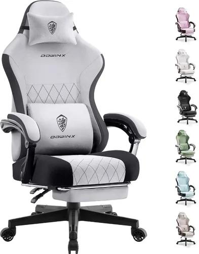 Miniatura 9 de Dowinx Silla de juegos con cojín de resorte de bolsillo, respaldo alto, silla giratoria ergonómica de 360° para juegos de oficina, soporte lumbar