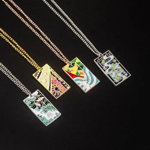 Miniatura 7 de Dije y collar de Tanjiro del anime Demon Slayer Collar de Kimetsu no Yaiba de Hanafuda joyería de cosplay para mujeres y niñas