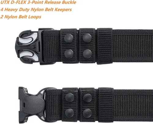 Miniatura 5 de TACNEX Cinturón de servicio con forro de gancho 4 soportes 2" de nylon de seguridad para oficial de policía y aplicación de la ley, cinturón