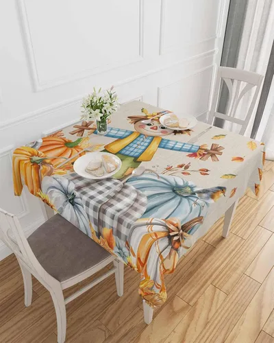 Miniatura 20 de Mantel rectangular impermeable con hojas de eucalipto de otoño, 52 x 70 pulgadas, mantel otoñal, rústico, girasol, acuarela, botánico, a prueba