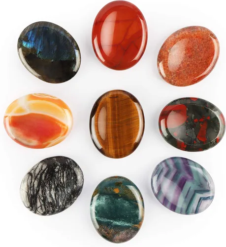 Miniatura 6 de Artistone Juego de 2 piedras de sangre africanas para el pulgar, piedras curativas naturales pulidas para chakras, para aliviar el estrés