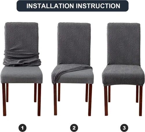 Miniatura 7 de Fundas para Sillas de Comedor, Fundas para Sillas de Comedor Elásticas Parsons, Protector de Sillas de Cocina para Comedor, Extraíbles, Lavables