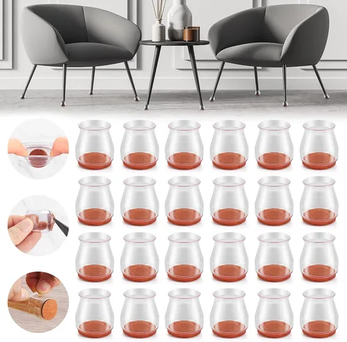 Miniatura 39 de 24 piezas de protectores de piso de silicona extra pequeños para patas de silla para pisos de madera dura, fundas engrosadas de goma para patas
