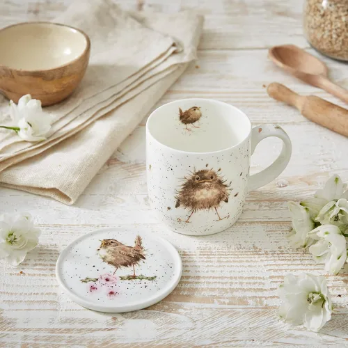 Miniatura 7 de Royal Worcester Wrendale Designs Flying the Nest - Juego de taza y posavasos Taza de café de 11 onzas con posavasos Hecho de porcelana fina