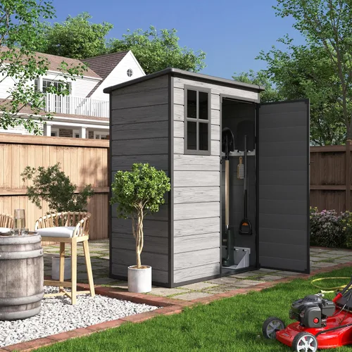 Miniatura 18 de UDPATIO Outdoor Storage Shed 5x3 FT, Garden Resin Shed for Bike, Garbage Can, Tools, Outside Plastic Sheds with Floor for Backyard, Patio, Lawn