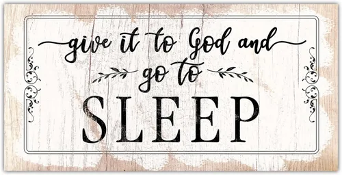 Miniatura 9 de Give It To God and Go To Sleep - Exhibición religiosa cristiana sobre la cama, citas inspiradoras de las Escrituras, fe familiar, gran regalo