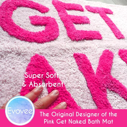 Miniatura 4 de Evovee Alfombra de baño de 20 x 31.5 pulgadas, divertida y bonita, alfombra de baño con texto "Get Naked", divertida decoración de baño, divertida