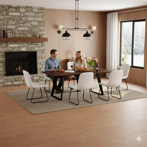 Miniatura 18 de ZckyCine Mesa de Comedor Moderna de Mediados de Siglo y Sillas para 4 Rectangular de Madera Expandible que Ahorra Espacio Multifuncional Marrón