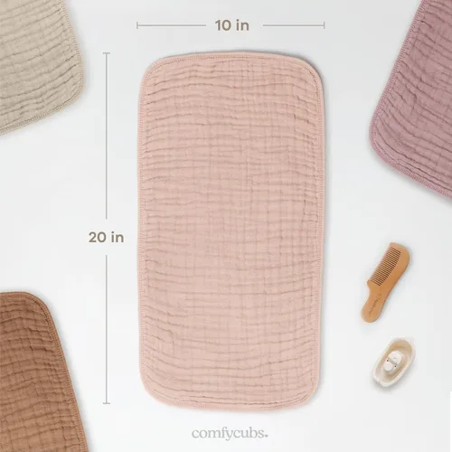 Miniatura 3 de Comfy Cubs - Paquete de 6 paños de muselina para eructos, 20 x 10 pulgadas, grandes, de 6 capas, 100 % algodón ultra absorbente para babeo