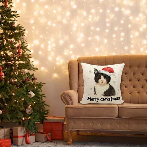 Miniatura 2 de Mancheng-zi Fundas de almohada de gato de Navidad de 18 x 18 pulgadas, almohada de gato, fundas de almohada de gato, funda de almohada de gato