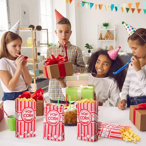 Miniatura 4 de Potchen 500 bolsas de palomitas de maíz de 2 onzas a granel para palomitas de maíz, resistentes a la grasa, bolsas desechables para carnaval, Rojo