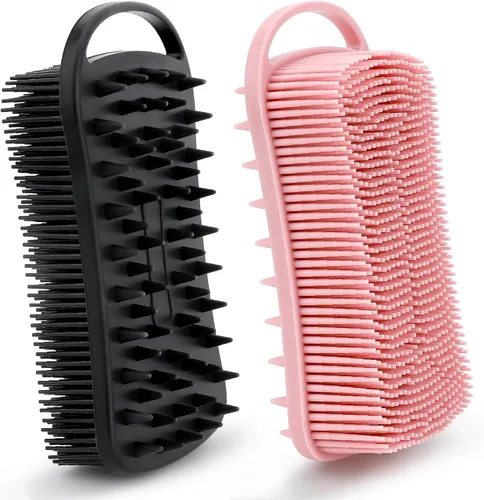 Exfoliante corporal de silicona, 2 en 1, esponja de silicona suave, paquete de 2 esponjas exfoliantes para mujeres y hombres, limpiador corporal,