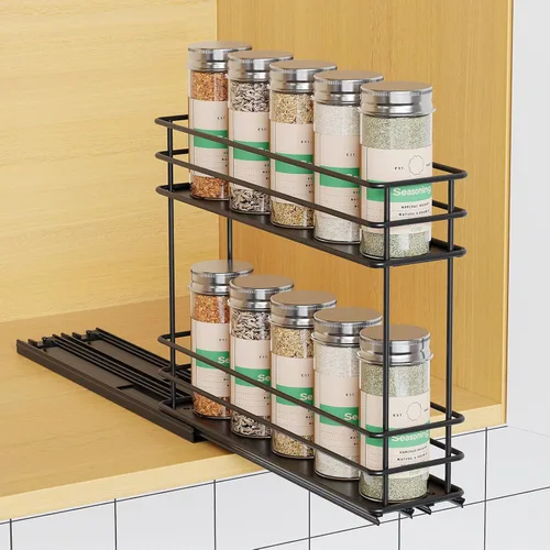Mystozer Organizador de especias extraíble para gabinete, estante de especias deslizante, organizador de gabinete de especias fácil de instalar, 2.5