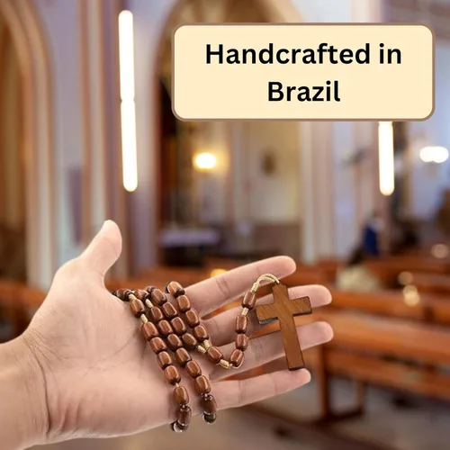 Miniatura 8 de Catholica Shop - Collar de Cuentas de Madera de Vestimenta Religiosa Católica con Colgante de Cruz de Madera, Collar de Rosario Católico I Collar