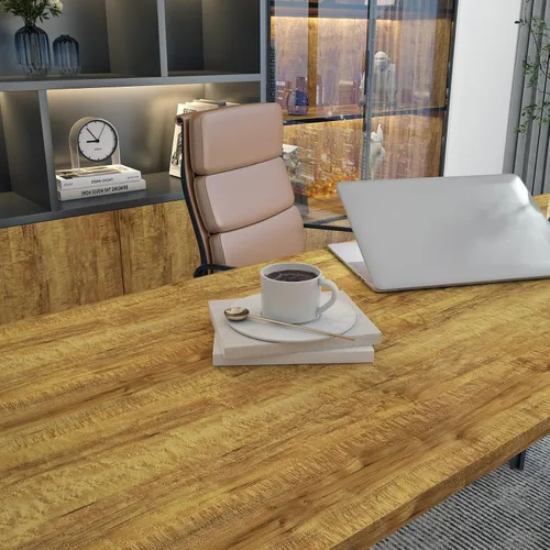Miniatura 5 de Livelynine Papel de contacto de madera de roble oscuro para encimeras de escritorio, despegar y pegar, envoltura de vinilo de grano de madera