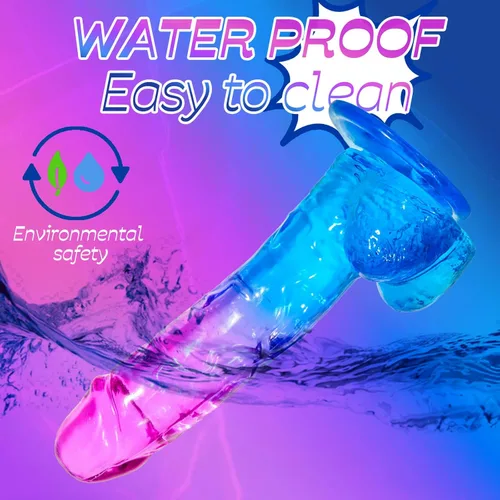 Miniatura 5 de Consolador realista de 7.8 pulgadas para mujeres y parejas, juguete de silicona de doble densidad con ventosa fuerte, diseño impermeable suave