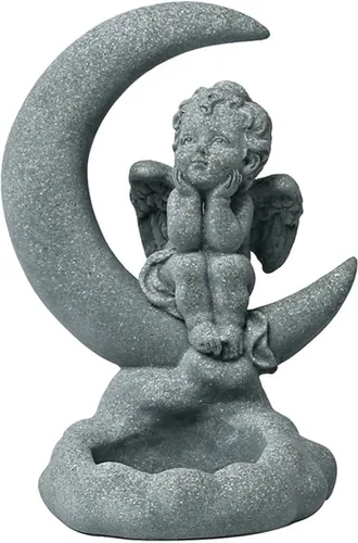 Estatua de ángel guardián, estatua de querubín rezando, alas de arenisca, escultura de ángel para portavelas, quemador de incienso, decoración del