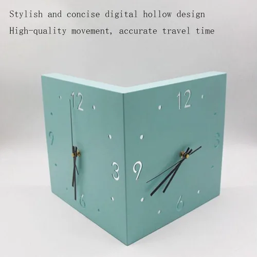 Miniatura 7 de KYOFIS Reloj de pared Corne de doble cara, reloj de pared de esquina luminoso con sensor con escala numeral, funciona con pilas, reloj de pared Azul