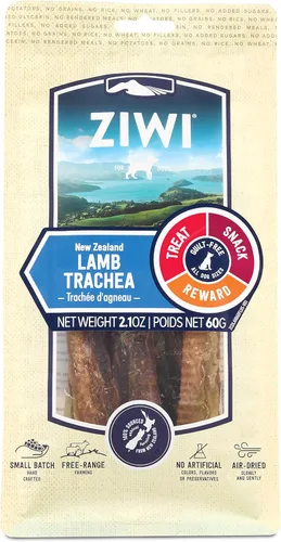 ZIWI Masticables y golosinas para perros – Tráquea de cordero – Todo natural, secado al aire, proteína única, sin granos, golosina de alto valor,