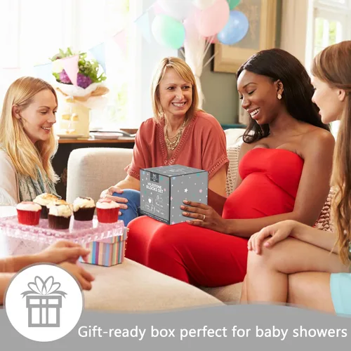 Miniatura 6 de Bloques de hitos mensuales de bebé rosa con bolsa. Bloques de edad para bebé para niña o niño, accesorios para fotos de bebé y baby shower. Bloques