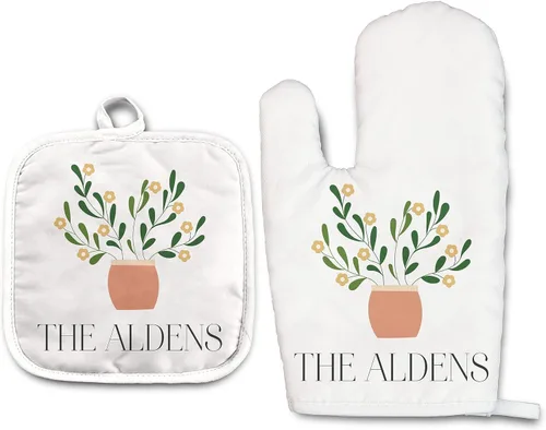 Miniatura 26 de Lemon - Juego de manoplas de horno personalizadas y soporte para ollas Mitón de horno Soporte para ollas Regalos de cocina Inauguración