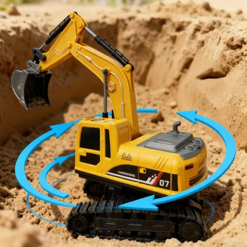 Miniatura 5 de Juguete de excavadora a control remoto, juego de juguetes de construcción con luz y sonido, pala de aleación y camión volquete, juguetes para niños