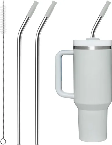 Miniatura 7 de 2 piezas de pajitas de acero inoxidable para vaso Stanley de 40 oz, accesorios de reemplazo para vaso Stanley de 40 oz con puntas de silicona