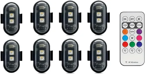 Flyant Luces estroboscópicas LED inalámbricas con control remoto, 8 colores, impermeable, anticolisión, USB, luz de advertencia, luces LED