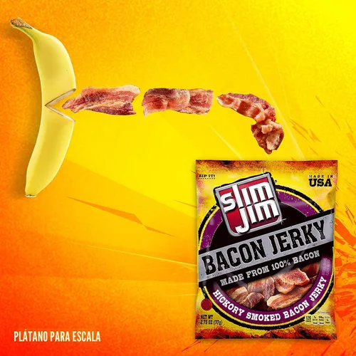 Miniatura 6 de Slim Jim Charqui de tocino ahumado, sabor a madera de nogal, 10g de proteína por porción, 2.75 onzas (1 unidad)