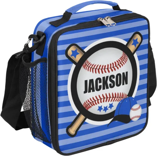 Miniatura 7 de Bolsa de almuerzo personalizada para niñas, niños, adolescentes, hombres y mujeres, regalo personalizado, bolsa de almuerzo, pelota de fútbol, azul