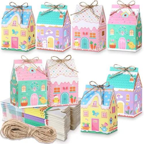 Miniatura 15 de Zhanmai 48 piezas cajas de regalo de Navidad con dulces, casa de jengibre en miniatura, pequeña caja de regalo para fiesta de Navidad, contenedor