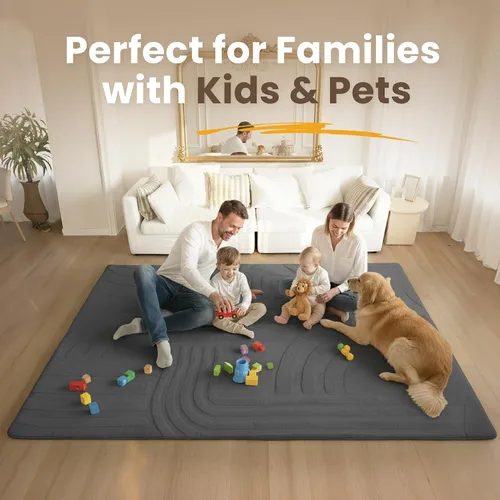 Miniatura 3 de Huloo Sleep Tapete de juego ultra suave y esponjoso para bebé, tapete acolchado de 1.3 pulgadas de grosor para niños con piel de conejo sintética