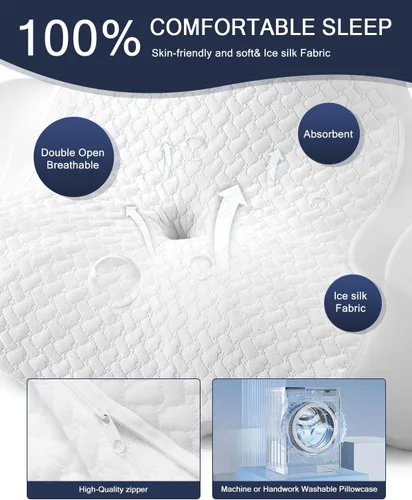 Miniatura 7 de Almohada cervical para el cuello y almohada de lectura para dormir y leer, almohada ortopédica ergonómica de espuma viscoelástica, soporte