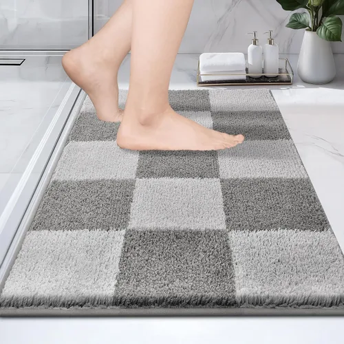Miniatura 14 de PURRUGS Alfombra de baño antideslizante lavable a máquina 20 x 30 pulgadas, tapete de baño súper absorbente y de secado rápido, alfombra de baño