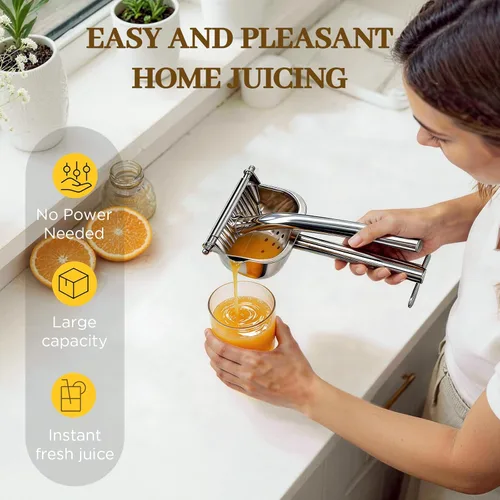 Miniatura 5 de Fruit Juice Squeezer Manual Juicer – Premium 304 Stainless Steel Hand Juicer Juice Press with Metal Filter filter bag, Easy to Use & Clean, Non-Slip