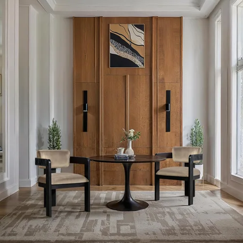 Miniatura 2 de Meridian Furniture 11095Beige-C Sacha Collection Silla de comedor Art Deco, terciopelo beige ultra lujo, terciopelo 460 GSM, madera sólida estriada
